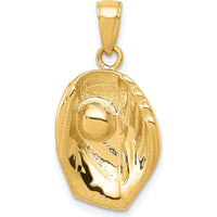 14K Yellow Gold Baseball Glove and Ball Pendant with Polished Finish - 26mm Length by Oro Pregiato