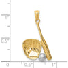 14K Yellow Gold Baseball Glove, Bat & Ball Pendant with Rhodium Accents by Oro Pregiato