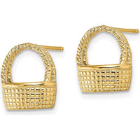 14K Yellow Gold Basket Flat Back Post Earrings by 0