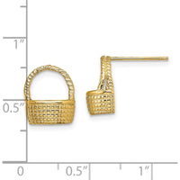 14K Yellow Gold Basket Flat Back Post Earrings by 0