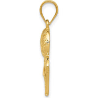 14K Yellow Gold Basketball and Net Charm - Textured Pendant with Polished Finish by Oro Pregiato