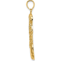 14K Yellow Gold Basketball and Net Pendant - 28.9mm Length by Oro Pregiato