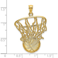 14K Yellow Gold Basketball and Net Pendant - 28.9mm Length by Oro Pregiato