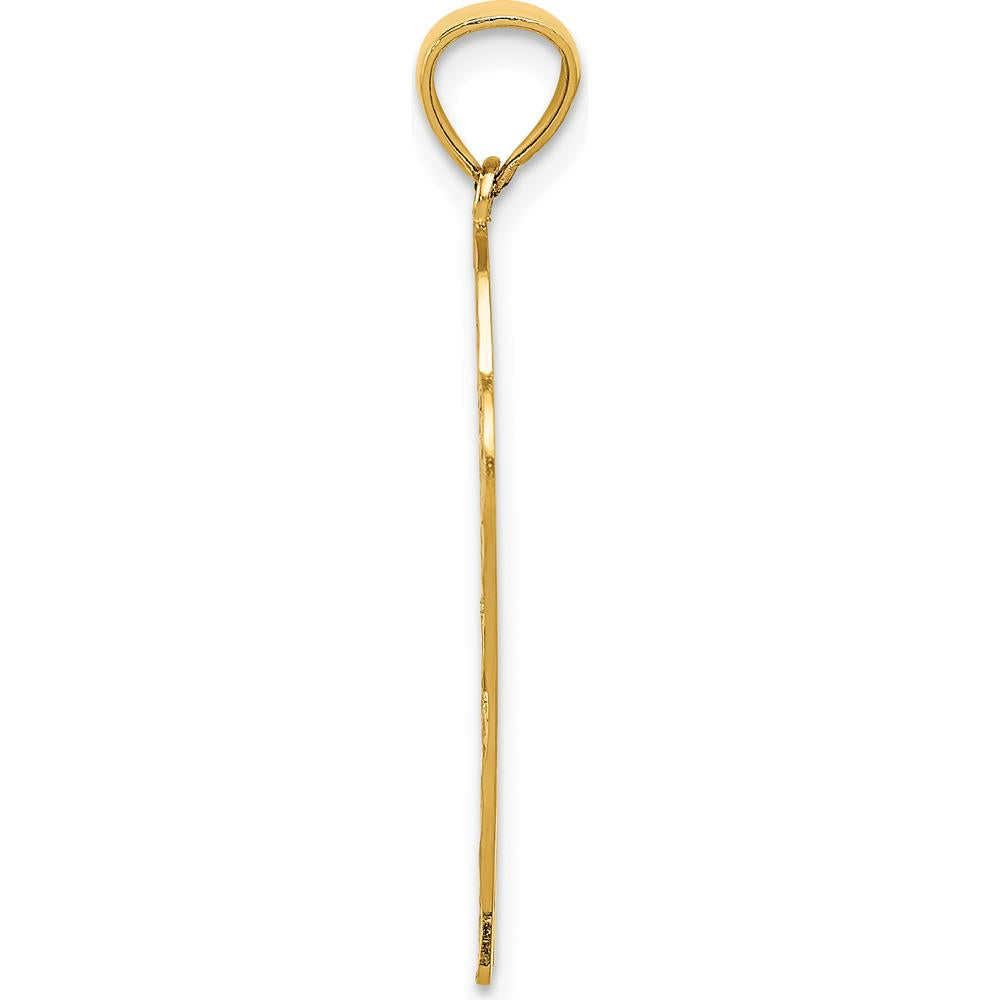 14K Yellow Gold Basketball Hoop Diamond Cut Pendant - 32mm Length by Oro Pregiato