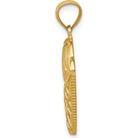 14K Yellow Gold Basketball in Hoop Pendant - Textured Gold Design by Oro Pregiato