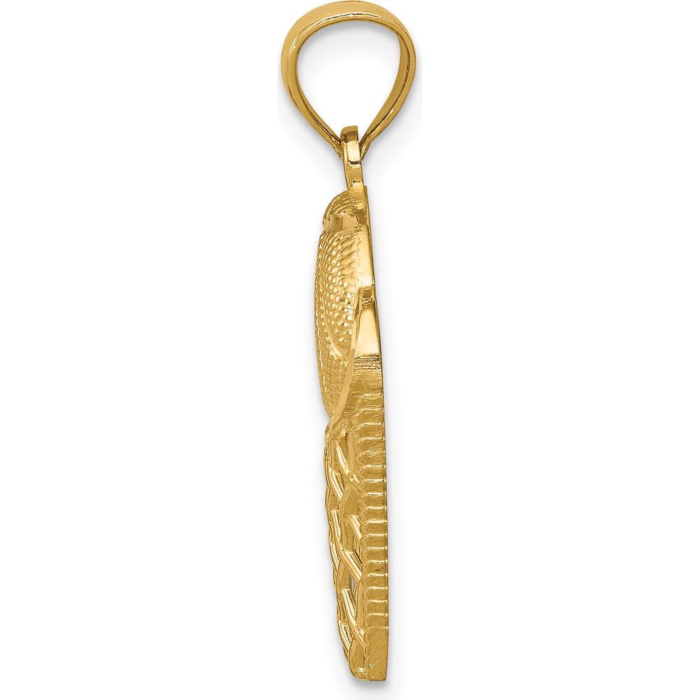 14K Yellow Gold Basketball in Hoop Pendant - Textured Gold Design by Oro Pregiato