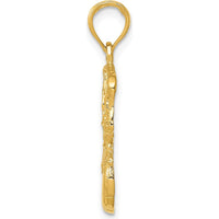 14K Yellow Gold Basketball Net Pendant - Textured Swoosh Design by Oro Pregiato