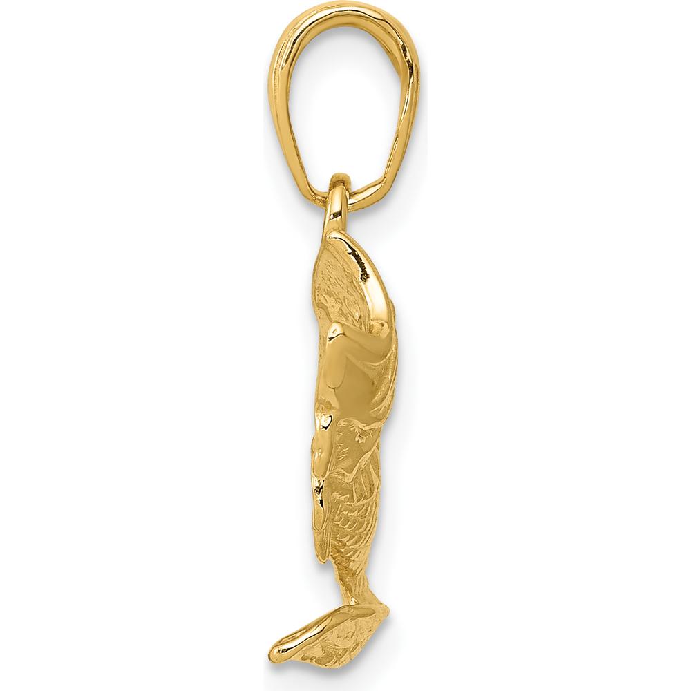14K Yellow Gold Bass Fish Pendant Charm - 16.5mm Length by Oro Pregiato