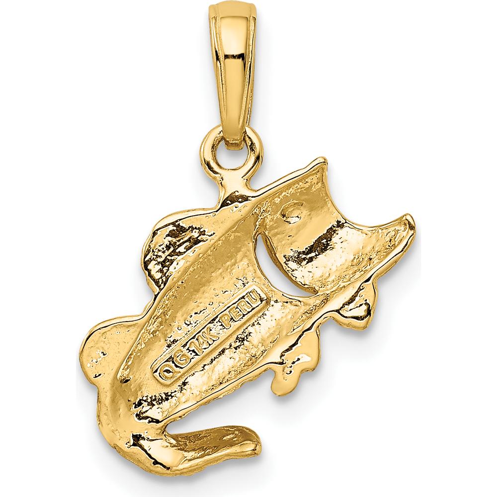 14K Yellow Gold Bass Fish Pendant Charm - 16.5mm Length by Oro Pregiato