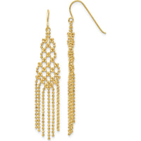 14K Yellow Gold Bead Chain Drop Earrings - 55mm Length by 0