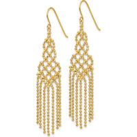 14K Yellow Gold Bead Chain Drop Earrings - 55mm Length by 0