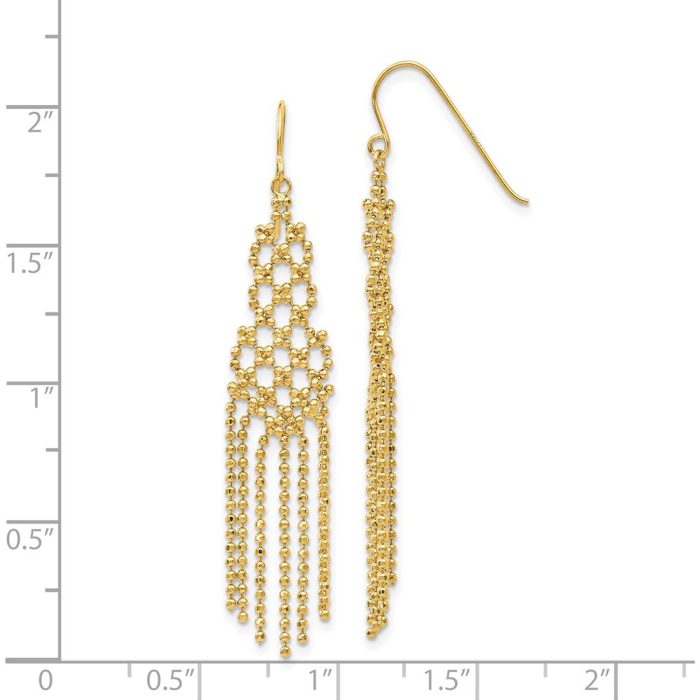 14K Yellow Gold Bead Chain Drop Earrings - 55mm Length by 0