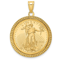 14K Yellow Gold Beaded American Eagle Coin Pendant with Polished Finish by Numis Coin Jewelry