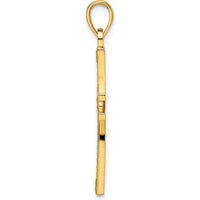 14K Yellow Gold Beaded and Polished Cross Pendant - 33.24mm Length by Oro Pregiato