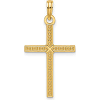 14K Yellow Gold Beaded and Polished Fancy Cross Pendant - 32.24mm Length by Oro Pregiato