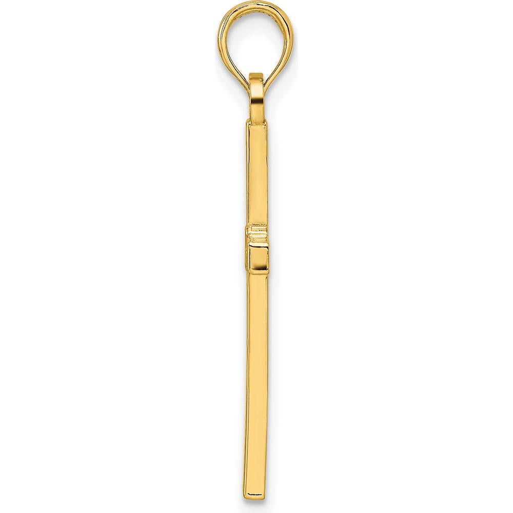 14K Yellow Gold Beaded and Polished Fancy Cross Pendant - 32.24mm Length by Oro Pregiato