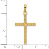 14K Yellow Gold Beaded and Polished Fancy Cross Pendant - 32.24mm Length by Oro Pregiato