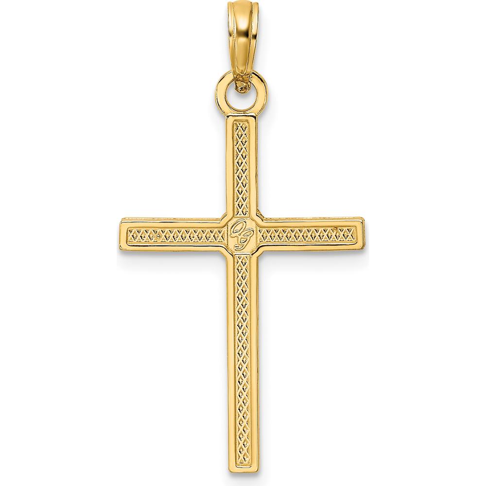 14K Yellow Gold Beaded and Polished Fancy Cross Pendant - 32.24mm Length by Oro Pregiato