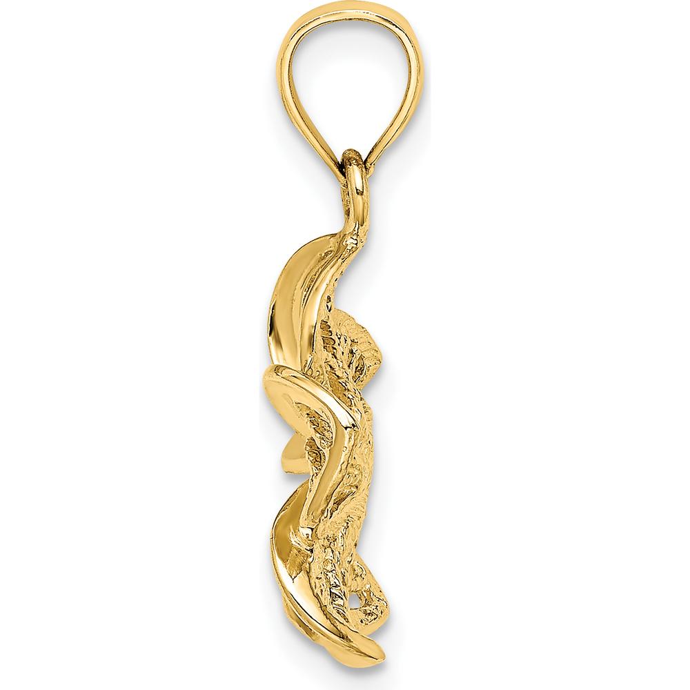 14K Yellow Gold Beaded and Polished Plumeria Flower Charm - 21.9mm Length by Oro Pregiato