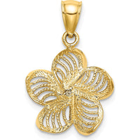 14K Yellow Gold Beaded and Polished Plumeria Flower Charm - 21.9mm Length by Oro Pregiato