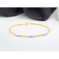 14K Yellow Gold Beaded Bangle Bracelet with Diamond Station Accents - 0.25 Carat Total Diamond Weight - Royal Jewelry