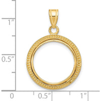 14K Yellow Gold Beaded Coin Bezel Pendant for 1/10 oz. American Eagle Coin - 28.3mm Length by Numis Coin Jewelry