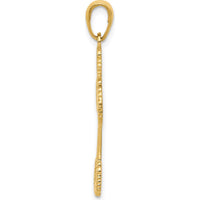 14K Yellow Gold Beaded Cross Pendant with Heart - Faith and Love Symbol by Oro Pregiato