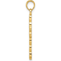 14K Yellow Gold Beaded Cross Pendant with Polished Finish - 34.75mm Length by Oro Pregiato