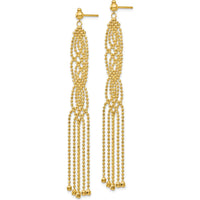 14K Yellow Gold Beaded Drop Earrings - 67mm Length, Polished Finish by 0