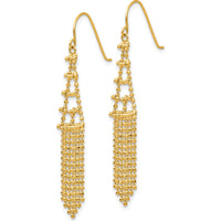 14K Yellow Gold Beaded Drop Earrings with Polished Finish - 50mm Length by 0