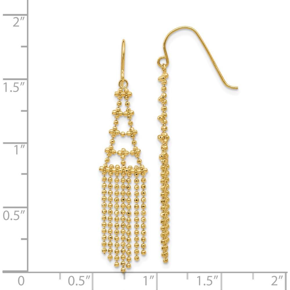 14K Yellow Gold Beaded Drop Earrings with Polished Finish - 50mm Length by 0