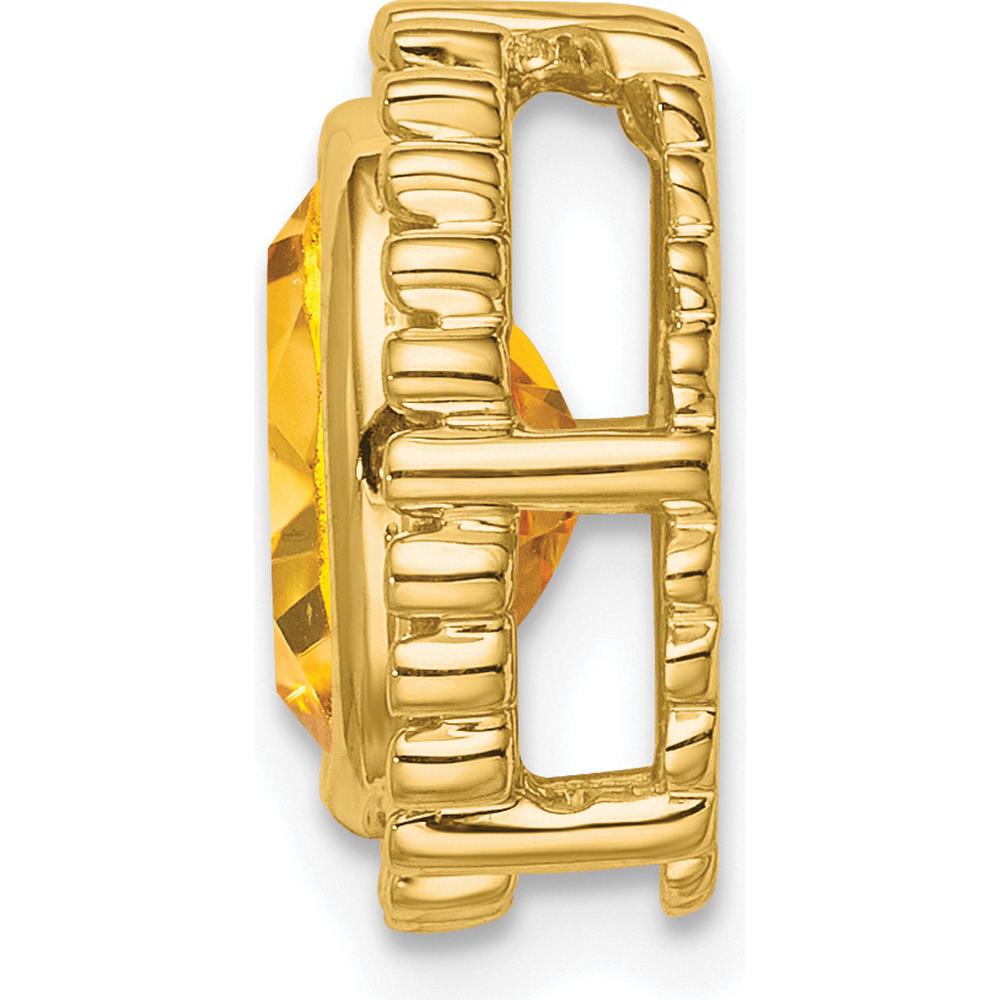 14K Yellow Gold Beaded Edge Citrine Charm Pendant - 1 Carat Citrine by Lumare Gioia