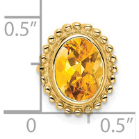 14K Yellow Gold Beaded Edge Citrine Charm Pendant - 1 Carat Citrine by Lumare Gioia