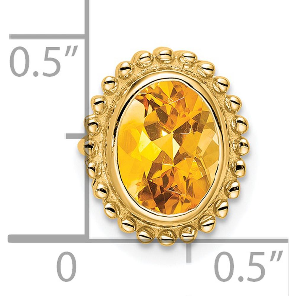 14K Yellow Gold Beaded Edge Citrine Charm Pendant - 1 Carat Citrine by Lumare Gioia