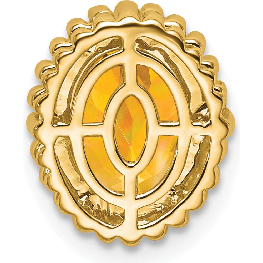 14K Yellow Gold Beaded Edge Citrine Charm Pendant - 1 Carat Citrine by Lumare Gioia
