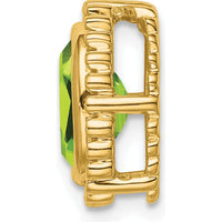 14K Yellow Gold Beaded Edge Oval Peridot Pendant - 1.00 Carat Peridot by Lumare Gioia
