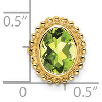 14K Yellow Gold Beaded Edge Oval Peridot Pendant - 1.00 Carat Peridot by Lumare Gioia