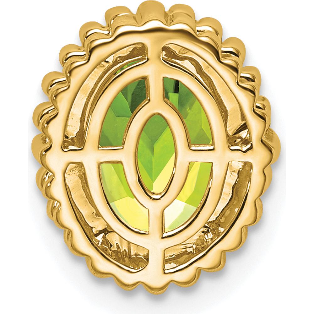 14K Yellow Gold Beaded Edge Oval Peridot Pendant - 1.00 Carat Peridot by Lumare Gioia
