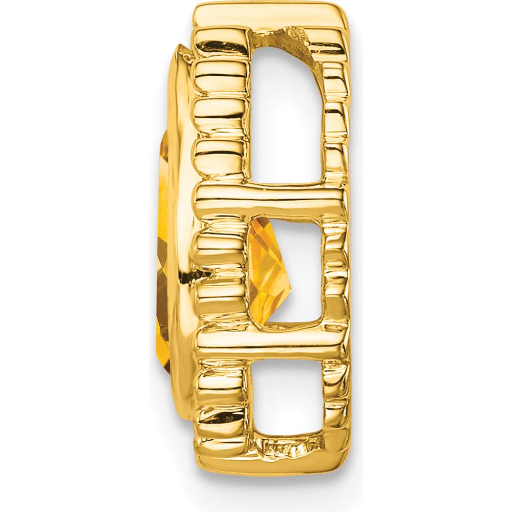 14K Yellow Gold Beaded Edge Pear Citrine Chain Slide - 1.5 Carat Total Citrine Weight by Lumare Gioia