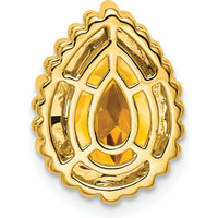 14K Yellow Gold Beaded Edge Pear Citrine Chain Slide - 1.5 Carat Total Citrine Weight by Lumare Gioia