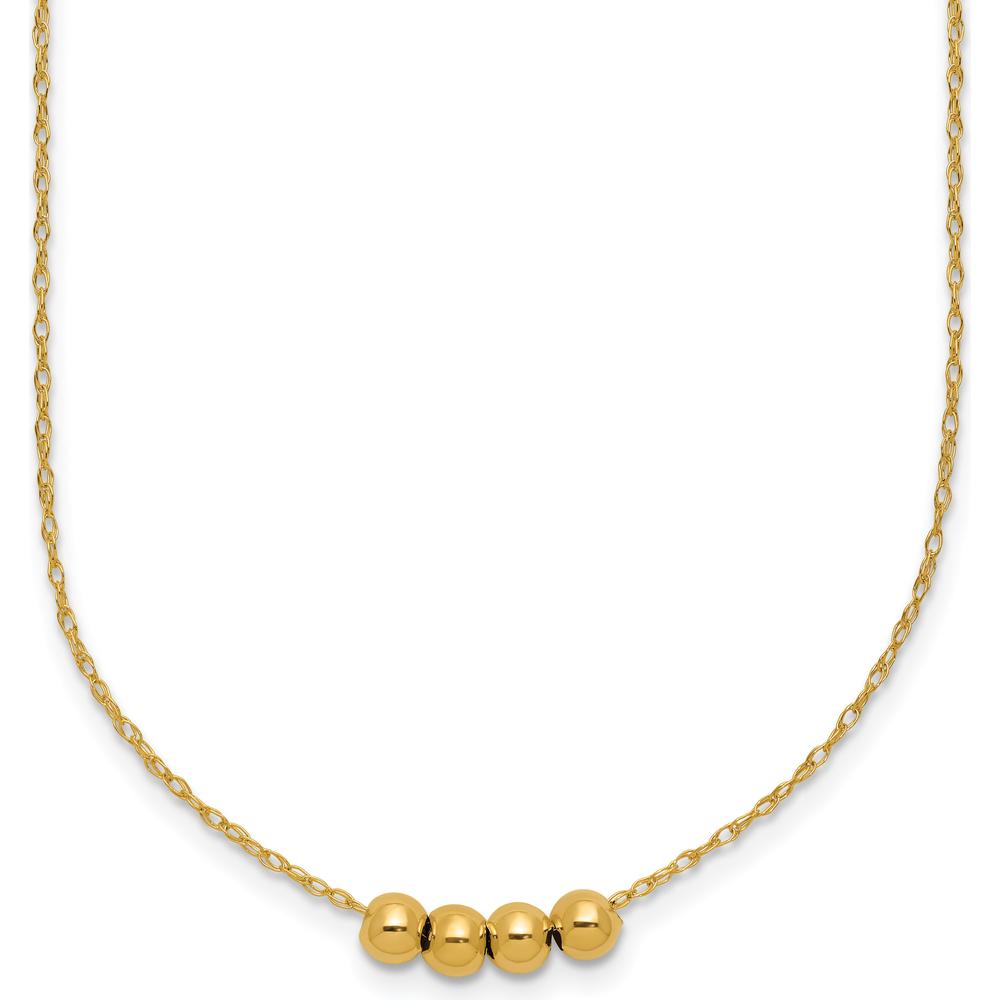 14K Yellow Gold Beaded Necklace with 4mm Hollow Beads - 18-inch Length by Oro Pregiato