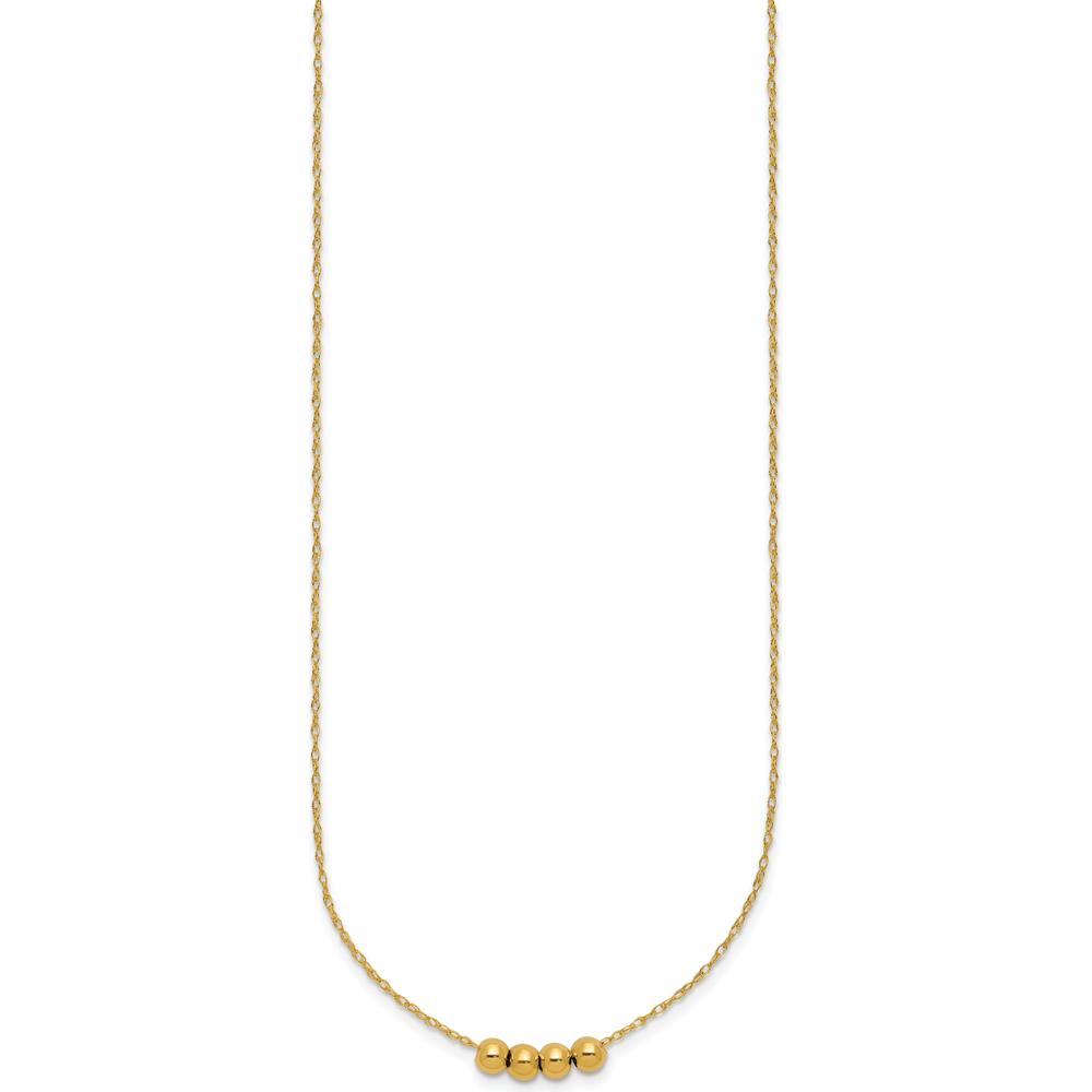 14K Yellow Gold Beaded Necklace with 4mm Hollow Beads - 18-inch Length by Oro Pregiato