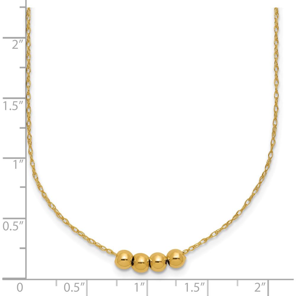 14K Yellow Gold Beaded Necklace with 4mm Hollow Beads - 18-inch Length by Oro Pregiato