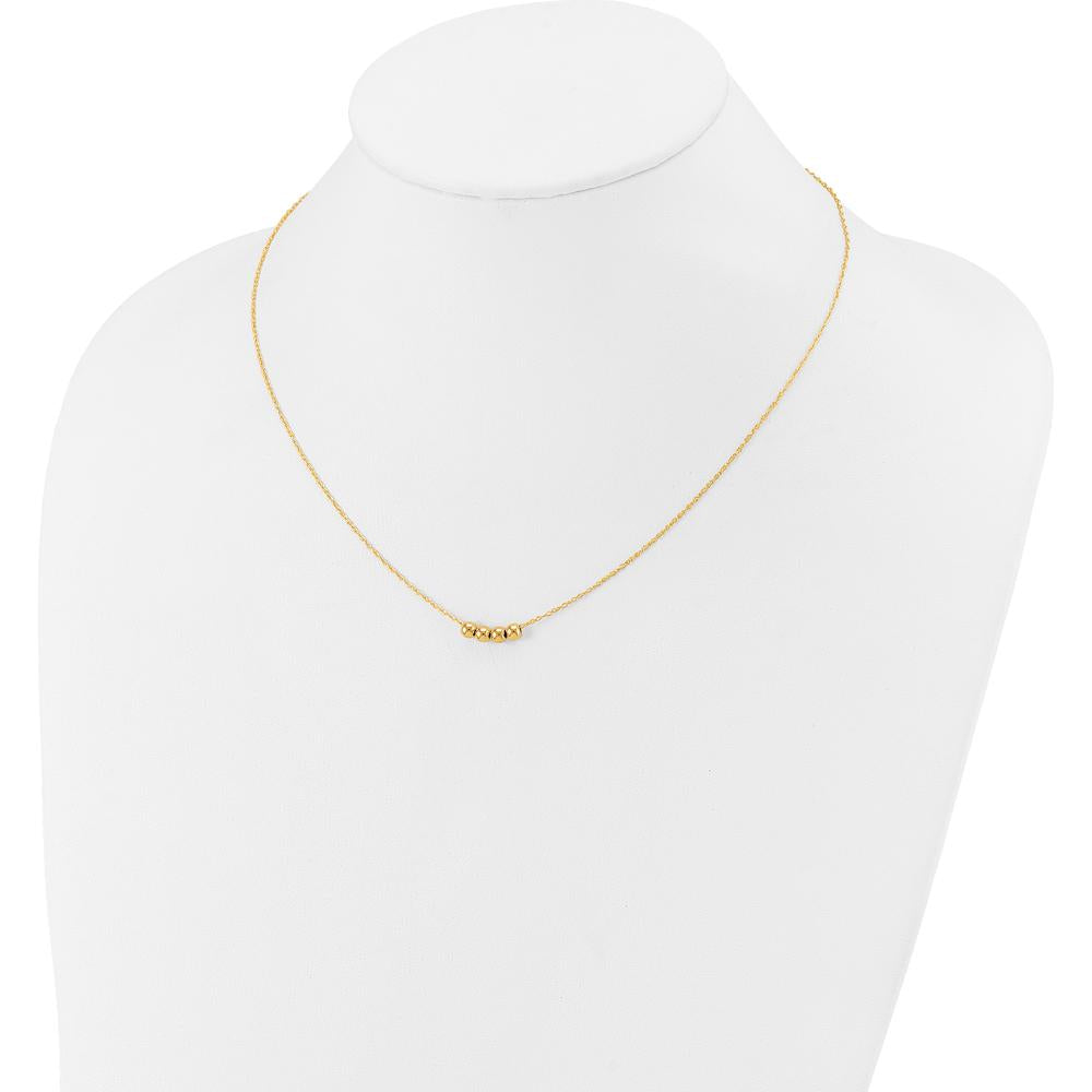 14K Yellow Gold Beaded Necklace with 4mm Hollow Beads - 18-inch Length by Oro Pregiato