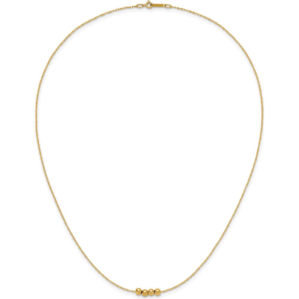14K Yellow Gold Beaded Necklace with 4mm Hollow Beads - 18-inch Length by Oro Pregiato