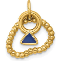 14K Yellow Gold Beaded Pendant Necklace with Mini Enameled Geometric Charm by Oro Pregiato