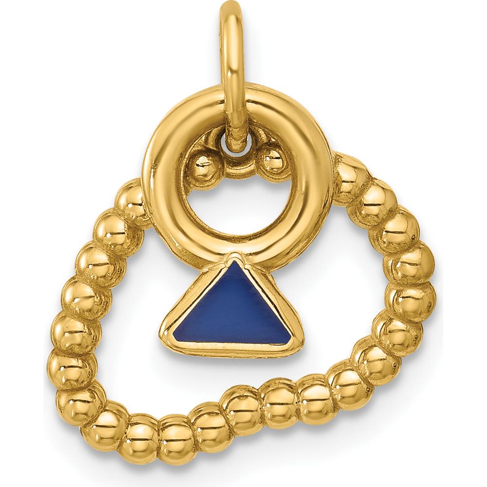 14K Yellow Gold Beaded Pendant Necklace with Mini Enameled Geometric Charm by Oro Pregiato