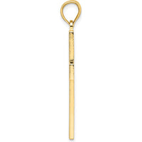 14K Yellow Gold Beaded Polished Double Cross Pendant - Elegant Spiritual Necklace by Oro Pregiato