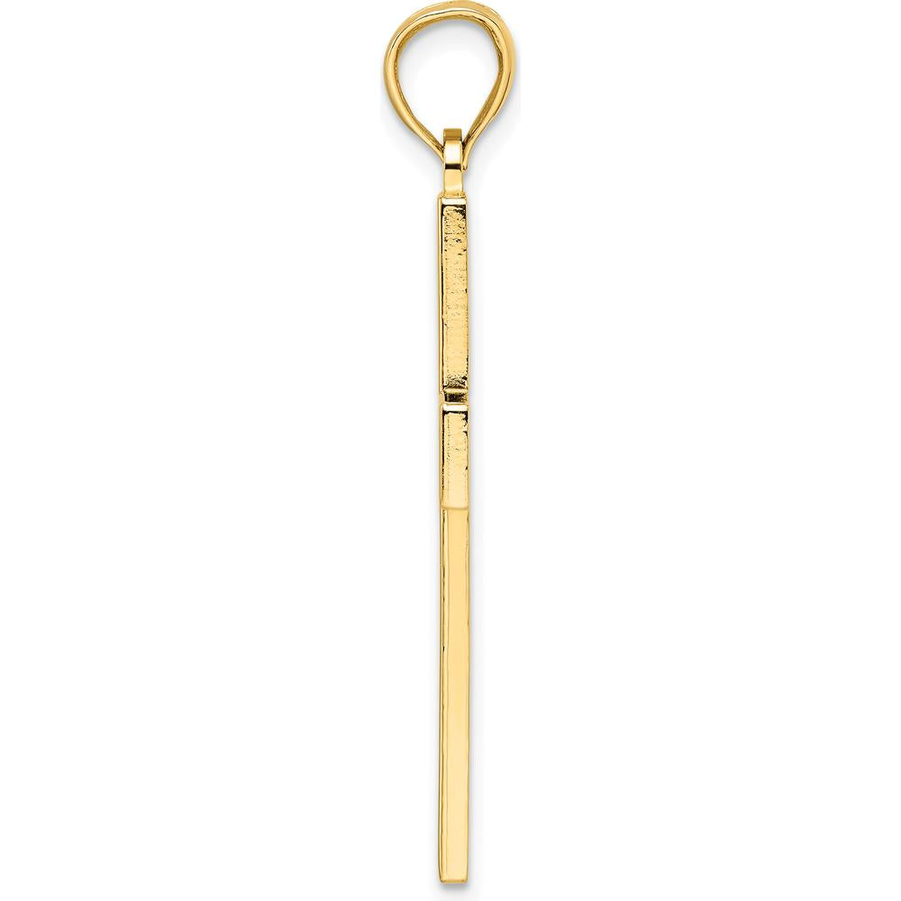 14K Yellow Gold Beaded Polished Double Cross Pendant - Elegant Spiritual Necklace by Oro Pregiato