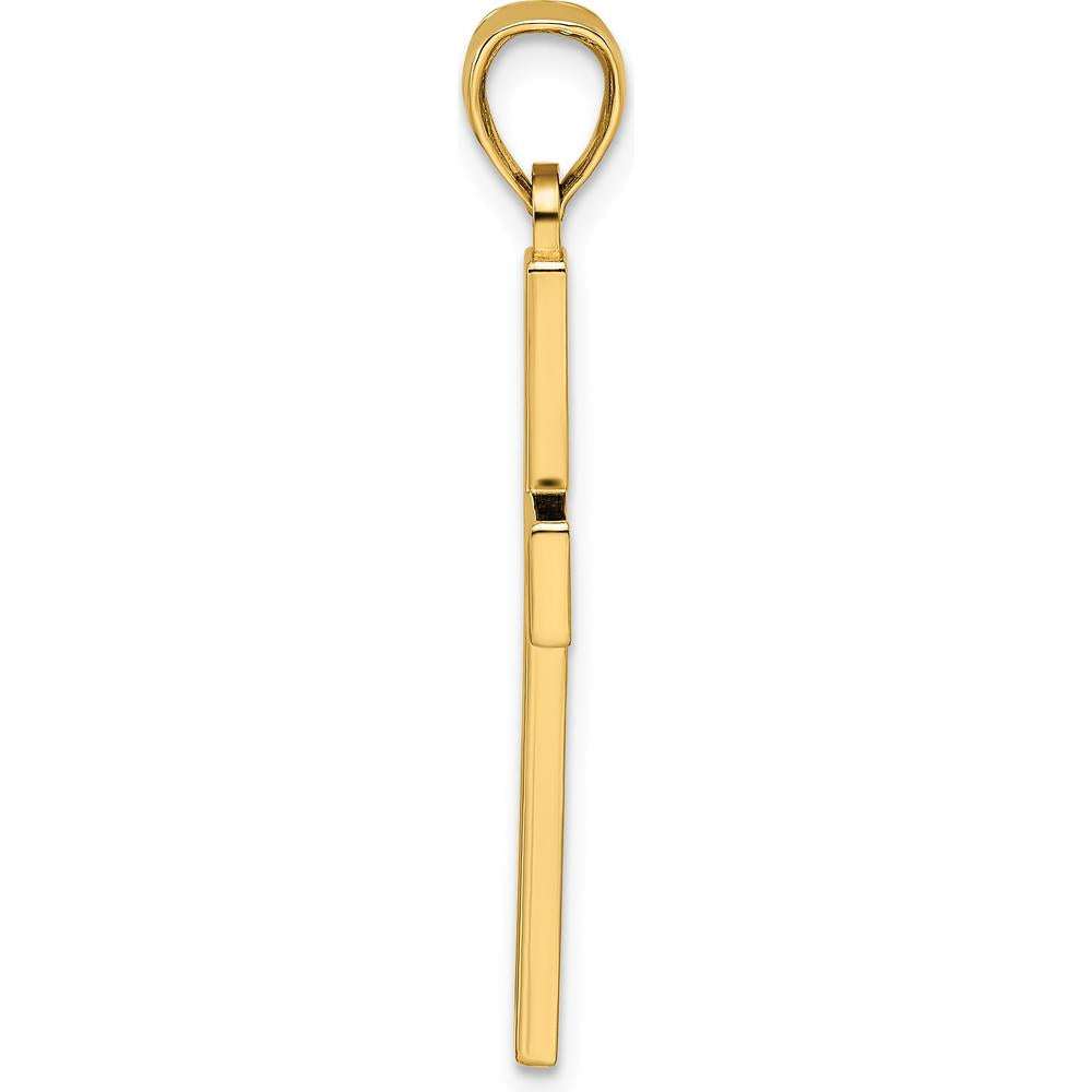 14K Yellow Gold Beaded Polished Double Cross Pendant with Textured Back - 36.33mm by Oro Pregiato
